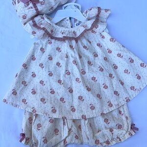Aphorism Cream and Pink Baby Dress Set